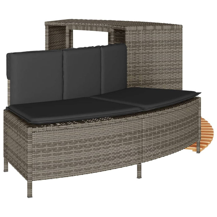 Bordo per Spa Grigio in Polyrattan e Legno Massello di Acacia 365613