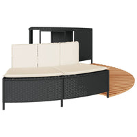 Bordo per Spa Nero in Polyrattan e Legno Massello di Acacia 365614