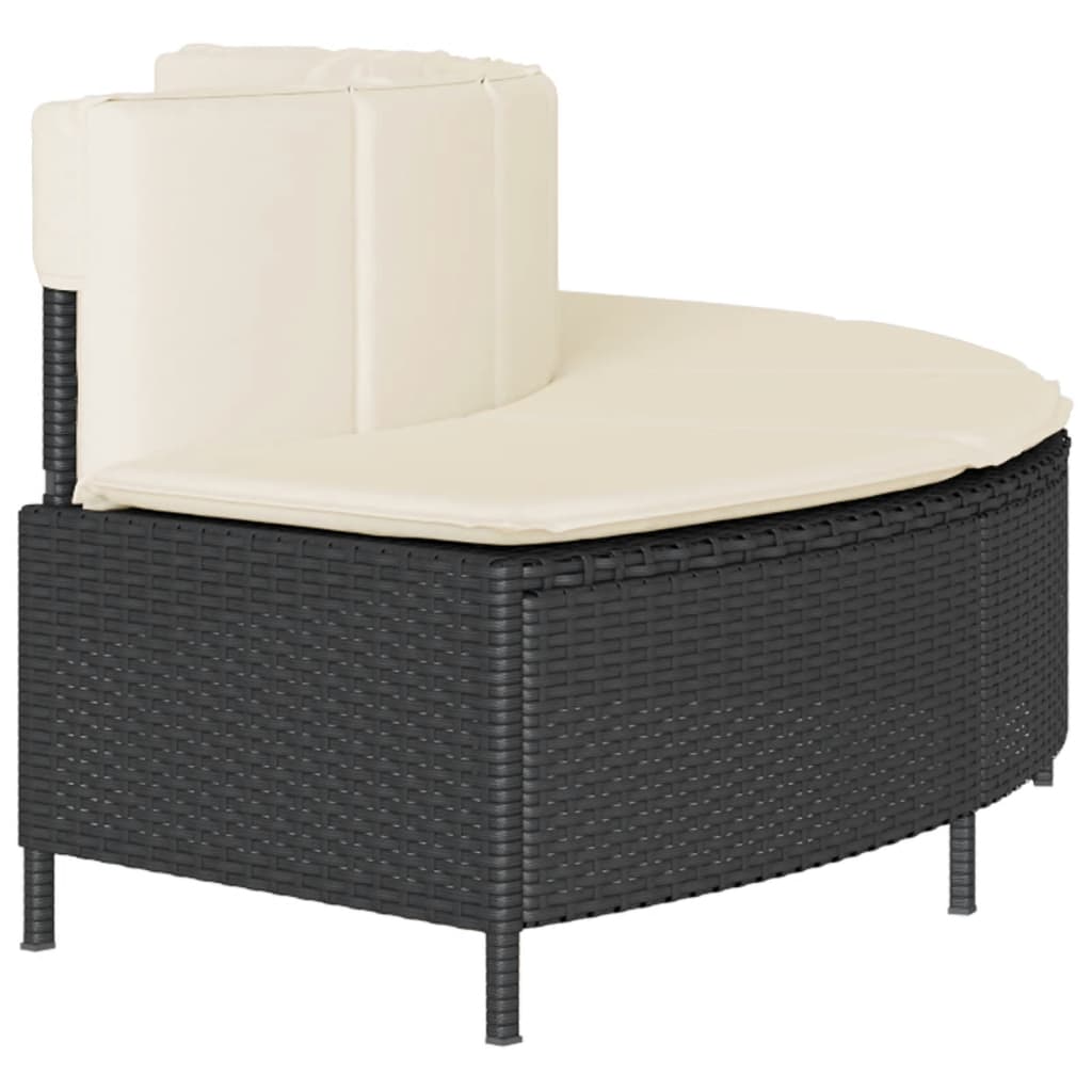 vidaXL Panche Vasca Idromassaggio con Cuscini 2pz in Polyrattan Nero