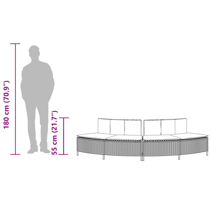 vidaXL Panche Vasca Idromassaggio con Cuscini 2pz in Polyrattan Nero