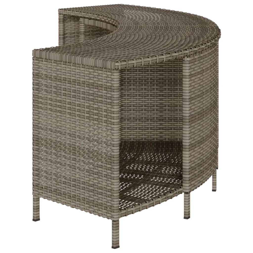 vidaXL Scaffali Portaoggetti Vasca Idromassaggio 2pz Polyrattan Grigio