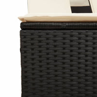 Lettino Prendisole Doppio Baldacchino e Cuscini Nero Polyrattan 365621