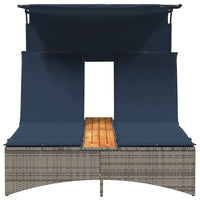 vidaXL Lettino prendisole doppio con baldacchino e cuscini grigio in polyrattan