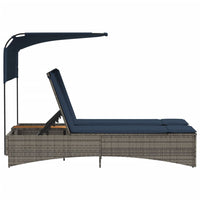 vidaXL Lettino prendisole doppio con baldacchino e cuscini grigio in polyrattan