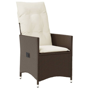 Sedia Reclinabile da Giardino con Cuscini Marrone in Polyrattan