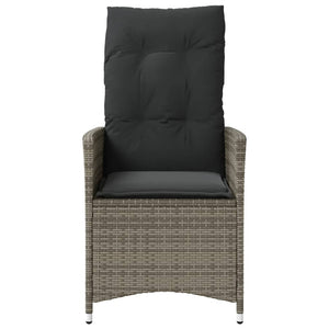 Sedie da Giardino Reclinabili 2 pz e Cuscini Grigio Polyrattan 365647