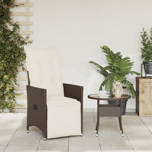 Sedia Reclinabile da Giardino con Cuscini Marrone in Polyrattan 365660