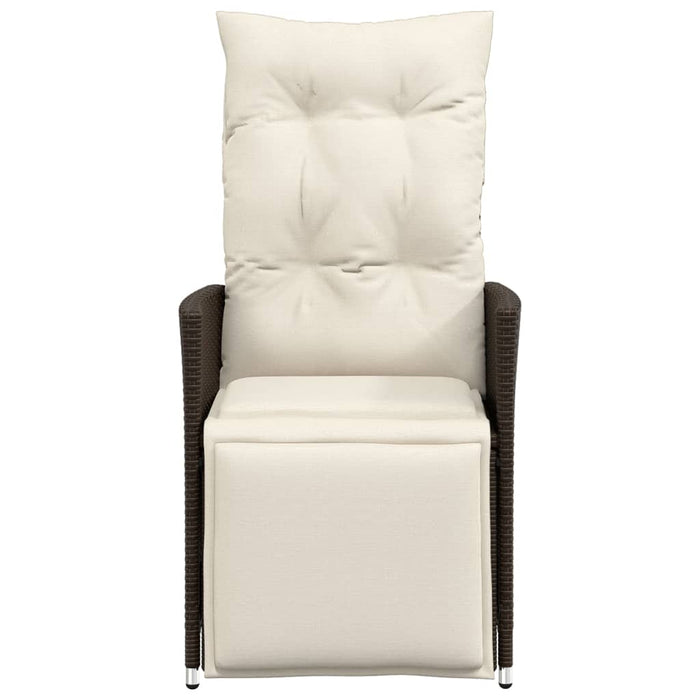Sedia Reclinabile da Giardino con Cuscini Marrone in Polyrattan 365660