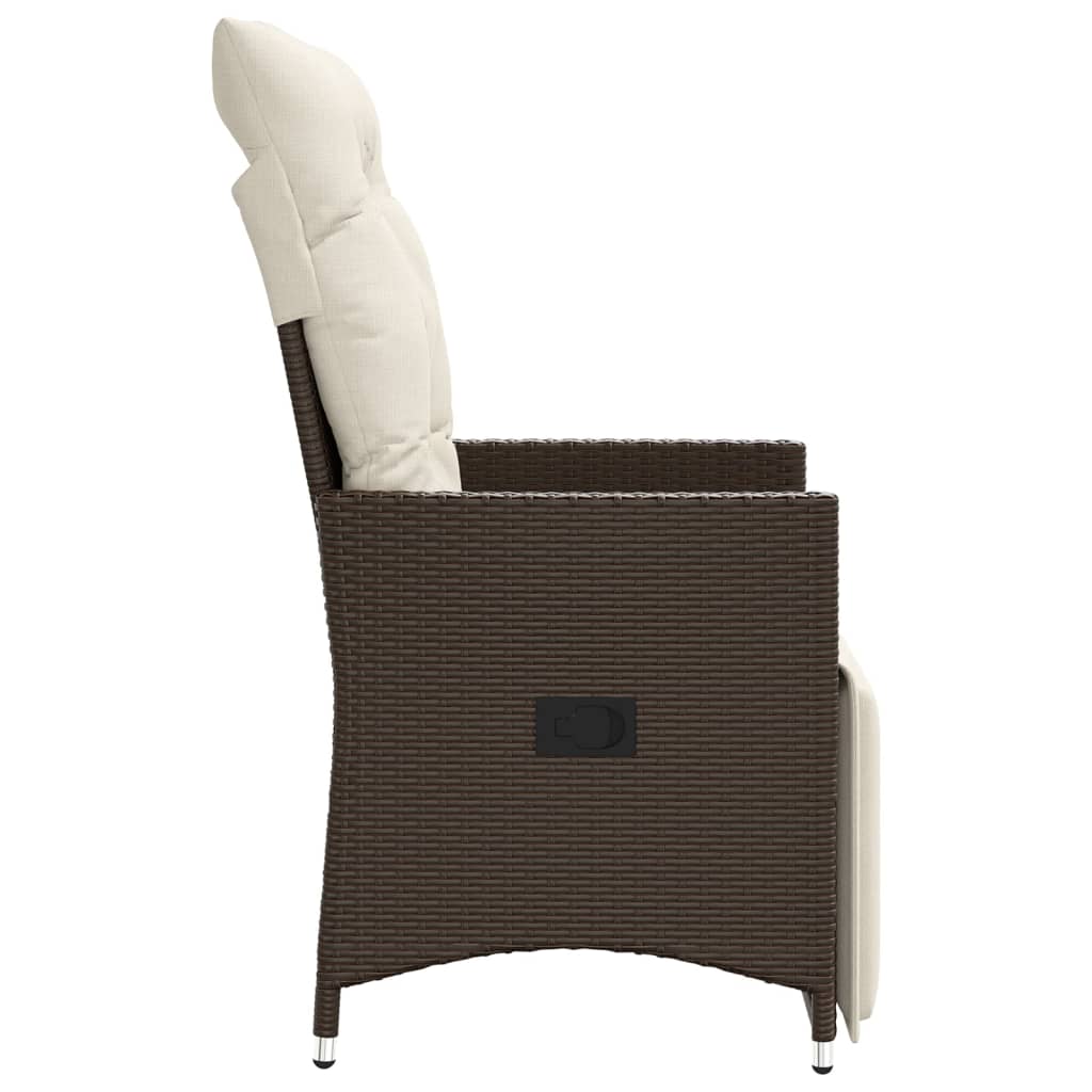 Sedia Reclinabile da Giardino con Cuscini Marrone in Polyrattan 365660