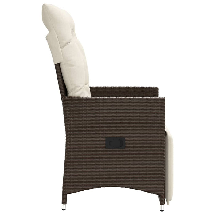 Sedia Reclinabile da Giardino con Cuscini Marrone in Polyrattan 365660
