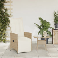 Sedia Reclinabile da Giardino con Cuscini Beige in Polyrattan