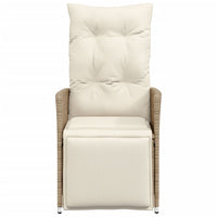 Sedia Reclinabile da Giardino con Cuscini Beige in Polyrattan