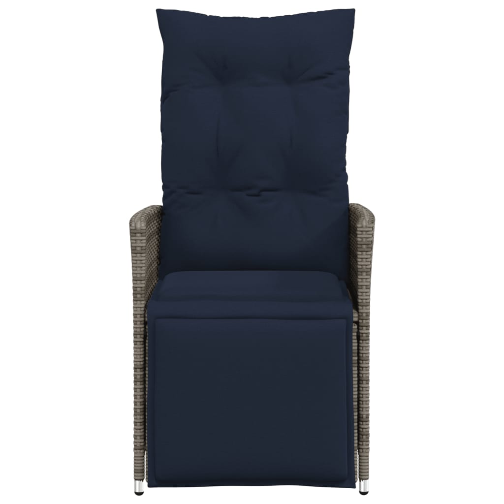Sedia da giardino reclinabile con cuscini grigia in polyrattan 365663