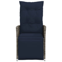 Sedia da giardino reclinabile con cuscini grigia in polyrattan 365663