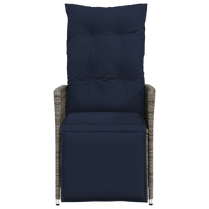 Sedia da giardino reclinabile con cuscini grigia in polyrattan 365663