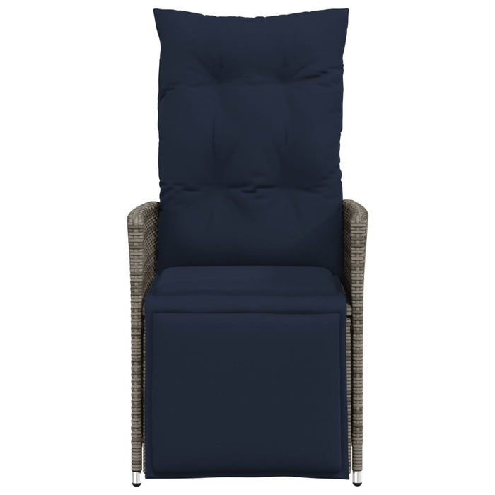 Sedia da giardino reclinabile con cuscini grigia in polyrattan 365663