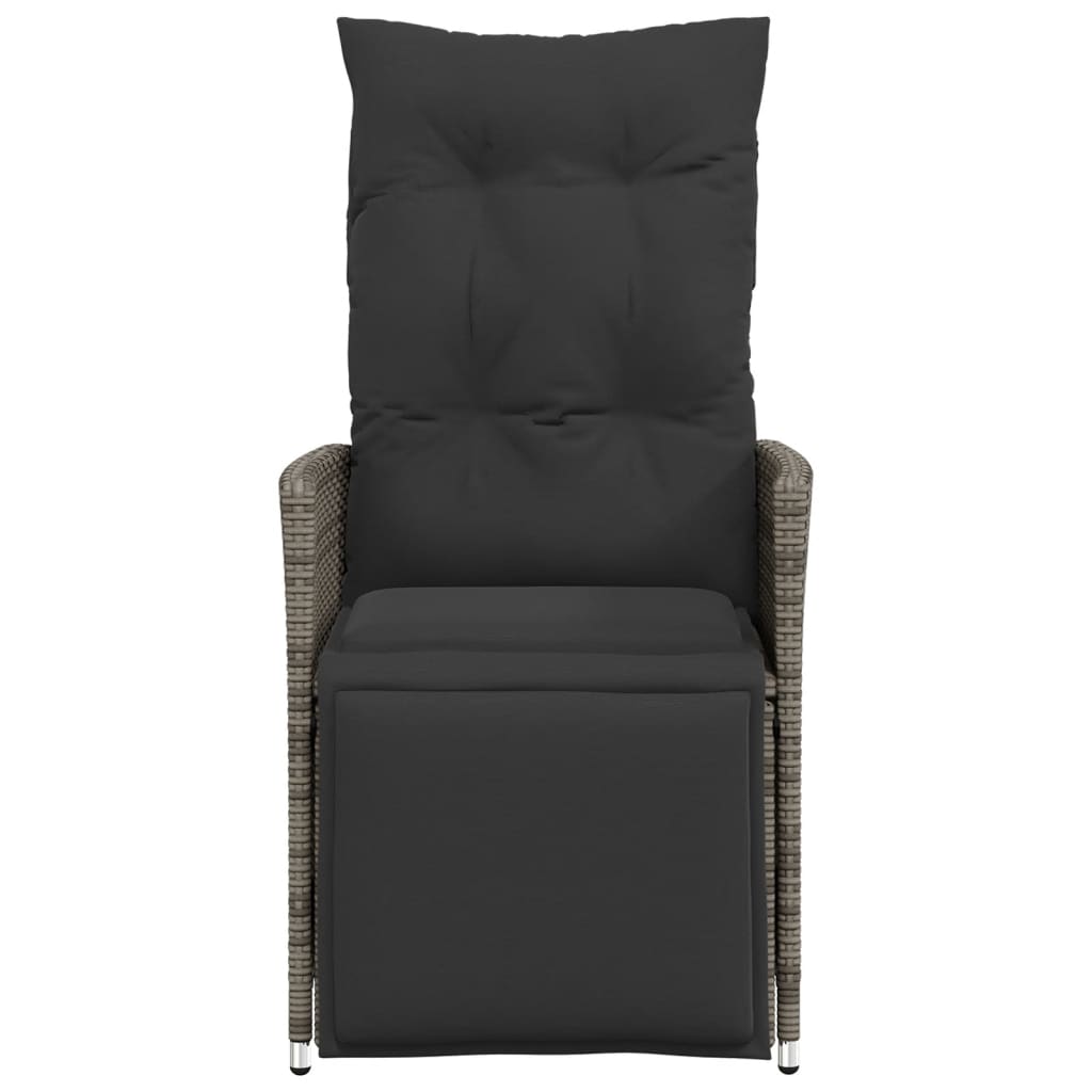 Sedie da Giardino Reclinabili 2 pz e Cuscini Grigio Polyrattan 365668
