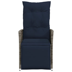 Sedie da giardino reclinabili 2 pz con cuscini grigie in polyrattan 365670