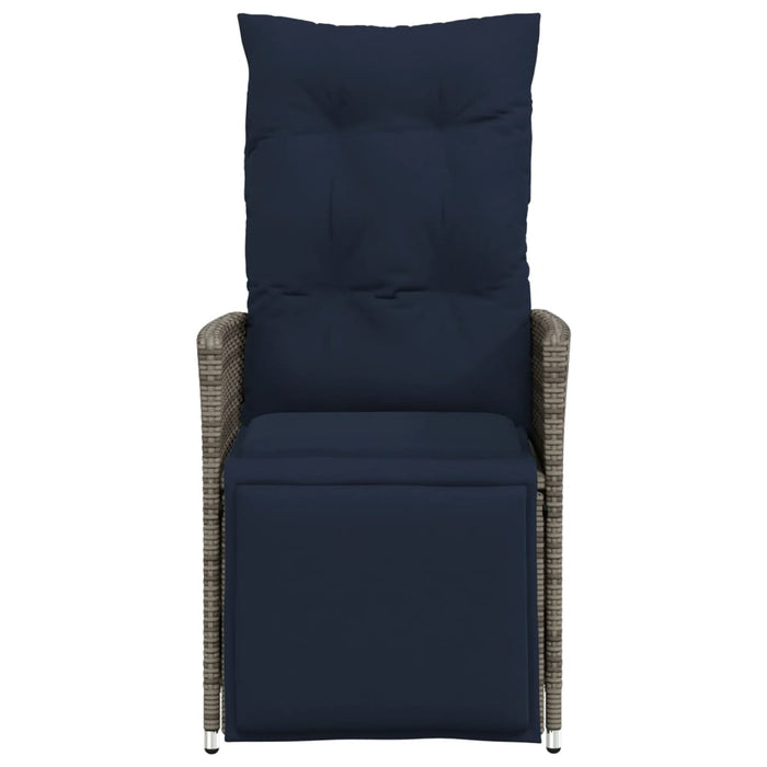 Sedie da giardino reclinabili 2 pz con cuscini grigie in polyrattan 365670