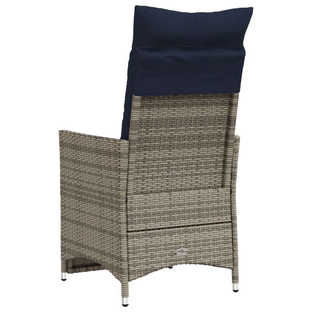 Sedie da giardino reclinabili 2 pz con cuscini grigie in polyrattan 365670