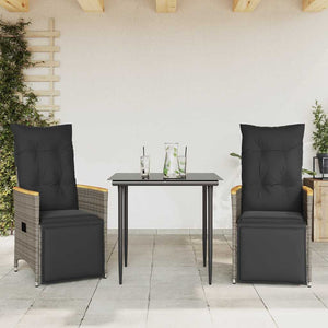 Sedie da Giardino Reclinabili 2 pz e Cuscini Grigio Polyrattan 365672