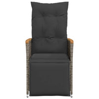 Sedie da Giardino Reclinabili 2 pz e Cuscini Grigio Polyrattan