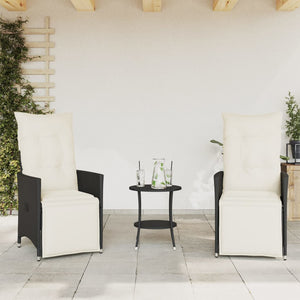 Set da Bistrò 3 pz con Cuscini Nero in Polyrattan 365673