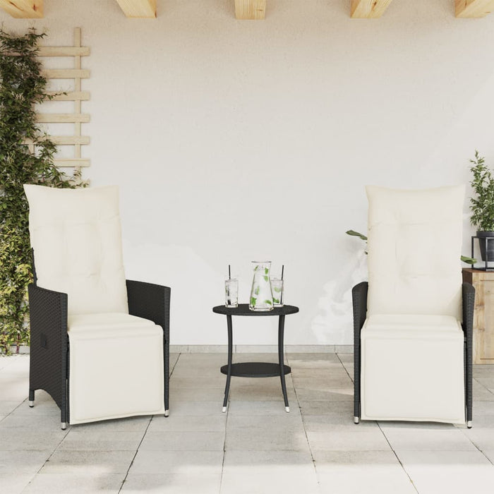 Set da Bistrò 3 pz con Cuscini Nero in Polyrattan 365673