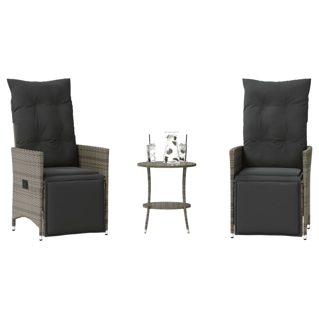 Set da Bistrò 3 pz con Cuscini Grigio in Polyrattan 365675