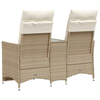 Divano Giardino Reclinabile 2 Posti Tavolino-Sofa da Giardino-Divanetto da esterno Beige Polyrattan 466931