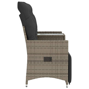 Divano Giardino Reclinabile 2 Posti Tavolino-Sofa da Giardino-Divanetto da esterno Grigio Polyrattan 782829