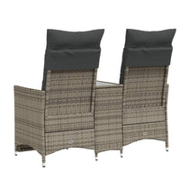 Divano Giardino Reclinabile 2 Posti Tavolino-Sofa da Giardino-Divanetto da esterno Grigio Polyrattan 782829