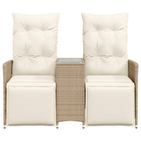 Divano Giardino Reclinabile 2 Posti Tavolino Beige Polyrattan 365718