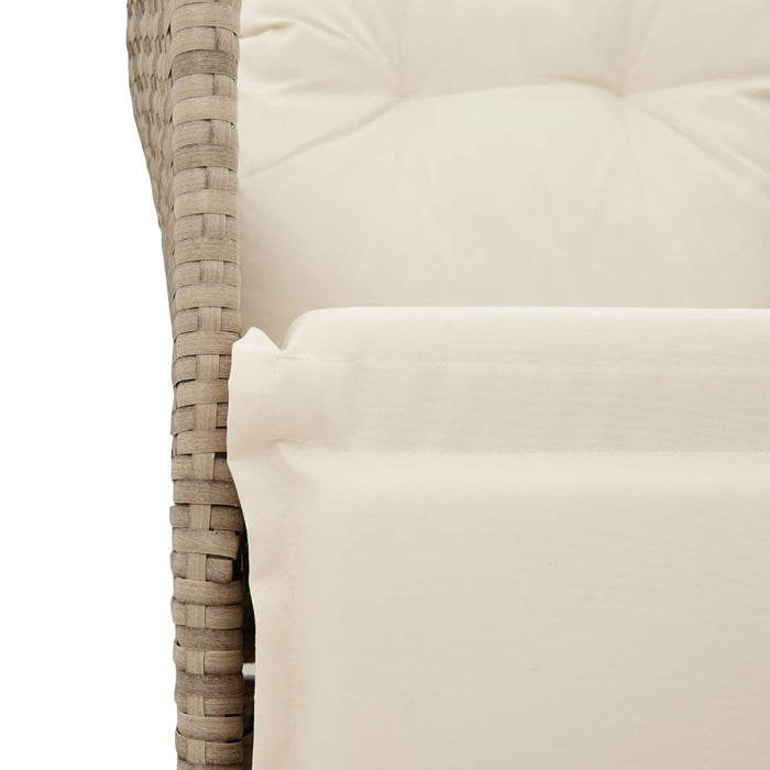 Divano Giardino Reclinabile 2 Posti Tavolino Beige Polyrattan 365718