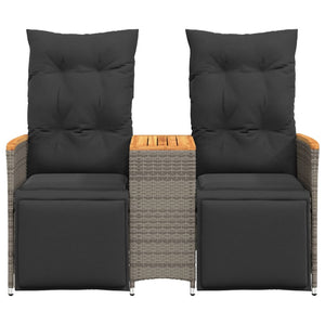 Divano Giardino Reclinabile 2 Posti Tavolino Grigio Polyrattan