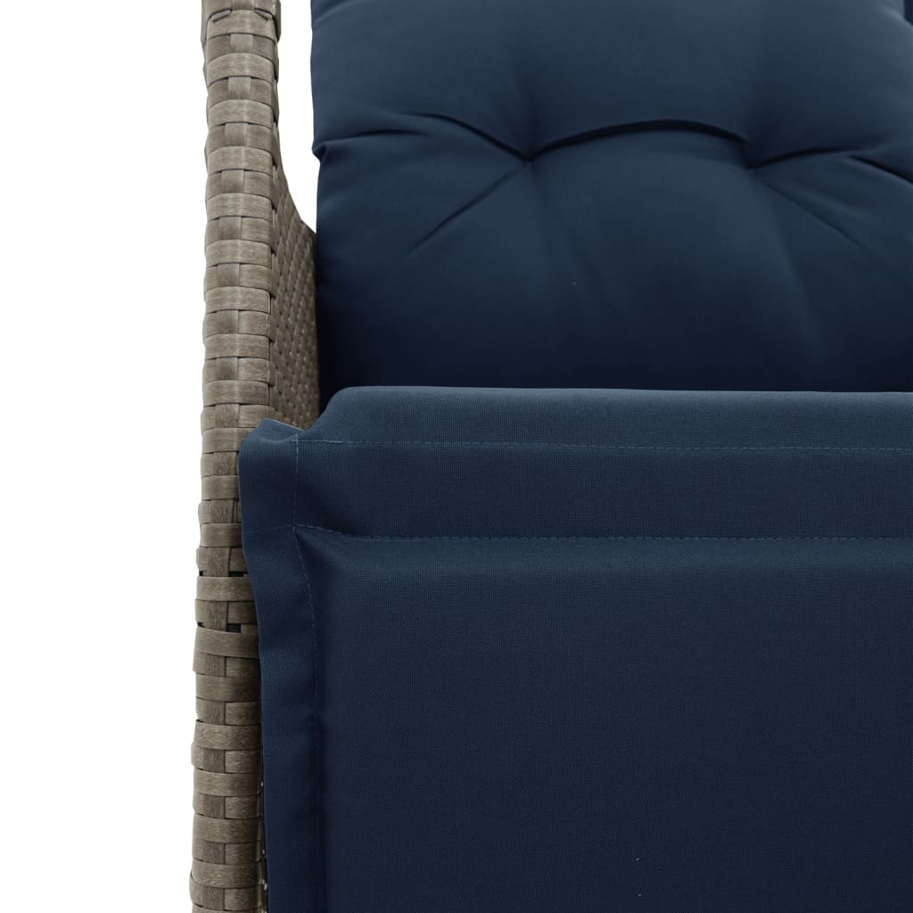 Divano da giardino reclinabile a 2 posti con tavolo grigio in polyrattan-Sofa da Giardino 115863