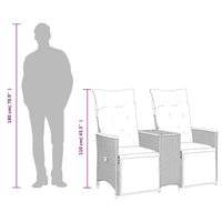 Divano da giardino reclinabile a 2 posti con tavolo grigio in polyrattan 365724