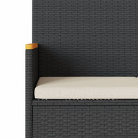 vidaXL Panca da Giardino a 2 Posti Cuscini e Tavolo Nera in Polyrattan