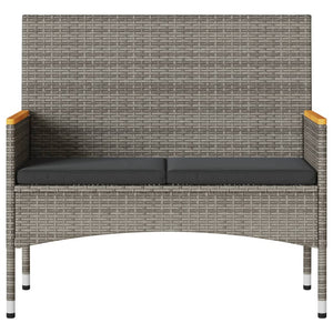 Panca da Giardino a 2 Posti Cuscini e Tavolo Grigia Polyrattan 365440