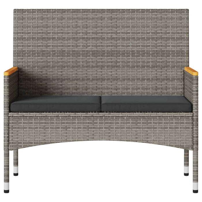 Panca da Giardino a 2 Posti Cuscini e Tavolo Grigia Polyrattan 365440