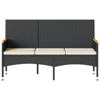 Panca da Giardino a 3 Posti con Cuscini Nera in Polyrattan 365441