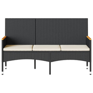 Panca da Giardino a 3 Posti con Cuscini Nera in Polyrattan 365441