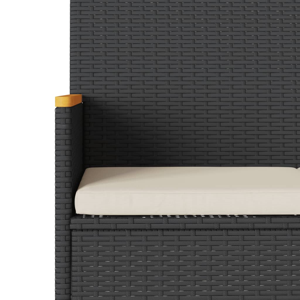 Panca da Giardino a 3 Posti con Cuscini Nera in Polyrattan 365441