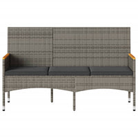 Panca da Giardino a 3 Posti con Cuscini Grigia in Polyrattan 365442