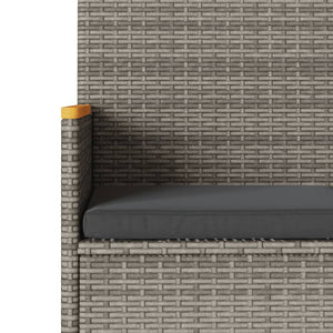 Panca da Giardino a 3 Posti con Cuscini Grigia in Polyrattan 365442