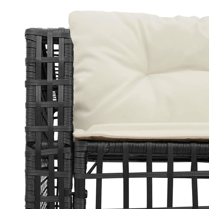 vidaXL Divano da Giardino a L con Cuscini e Pouf Nero in Polyrattan