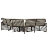Divano da Giardino a L con Cuscini e Pouf Marrone in Polyrattan 365894