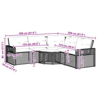 vidaXL Divano da Giardino a L Cuscini e Pouf Grigio Chiaro Polyrattan