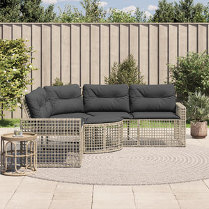 vidaXL Divano da Giardino a L Cuscini e Pouf Grigio Chiaro Polyrattan
