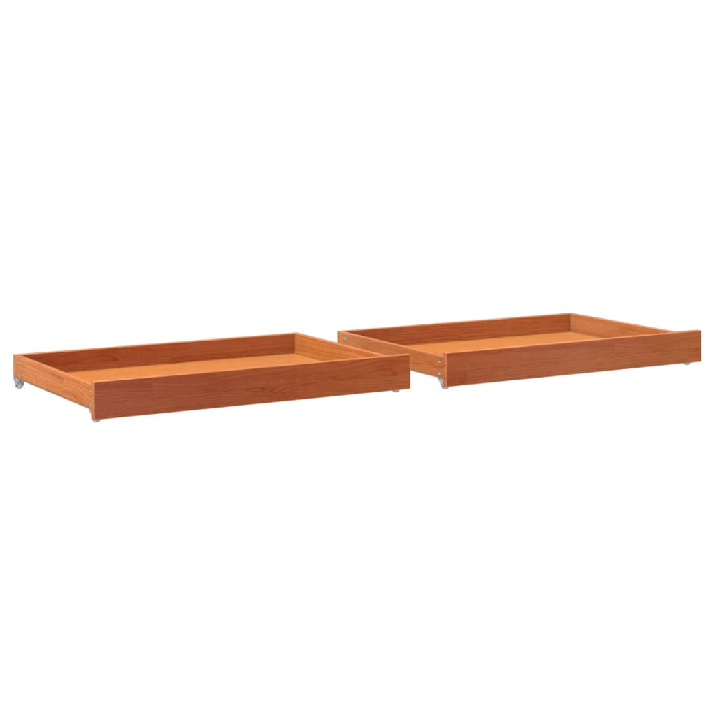 Cassetti per Dormeuse 2pz Marrone Cera Legno Massello di Pino 844134